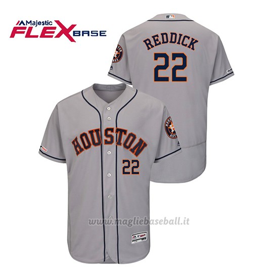 Maglia Baseball Uomo Houston Astros Josh Reddick 150th Aniversario Patch Flex Base Grigio